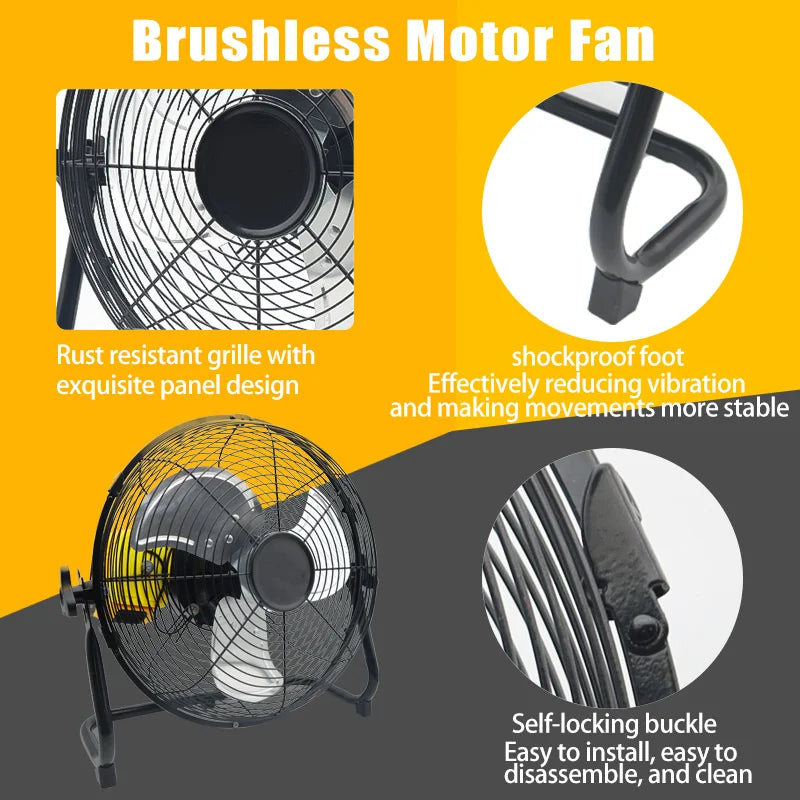 Outdoor Industrial Floor Fan – Brushless, 20V Battery Compatible (DeWalt)