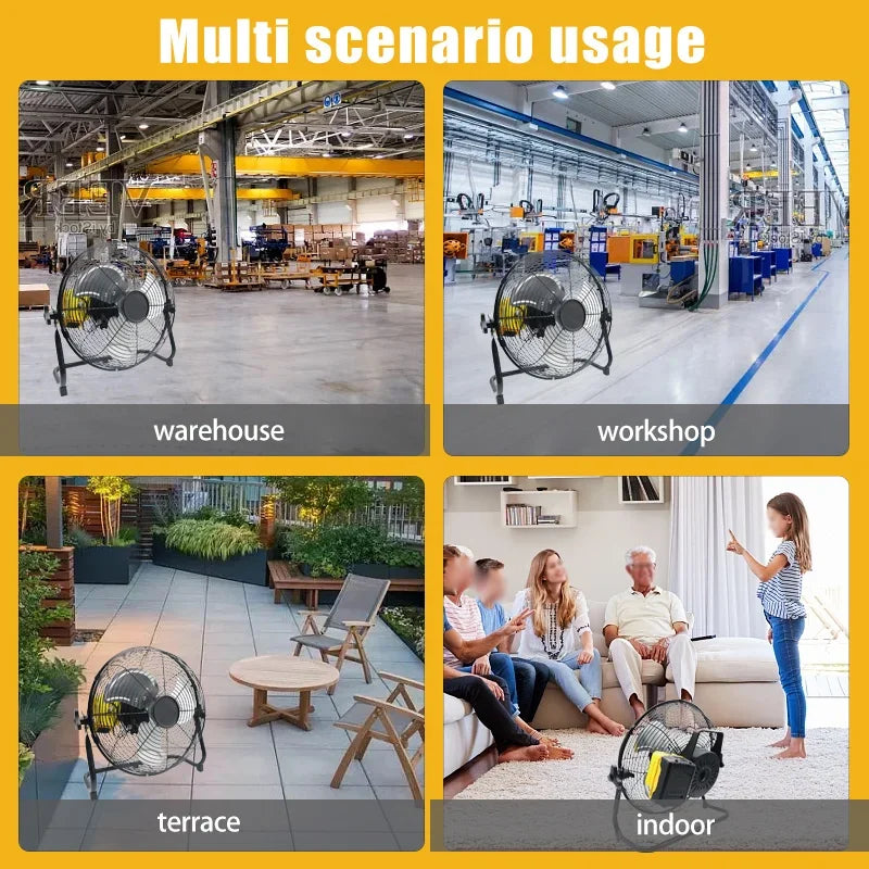 Outdoor Industrial Floor Fan – Brushless, 20V Battery Compatible (DeWalt)