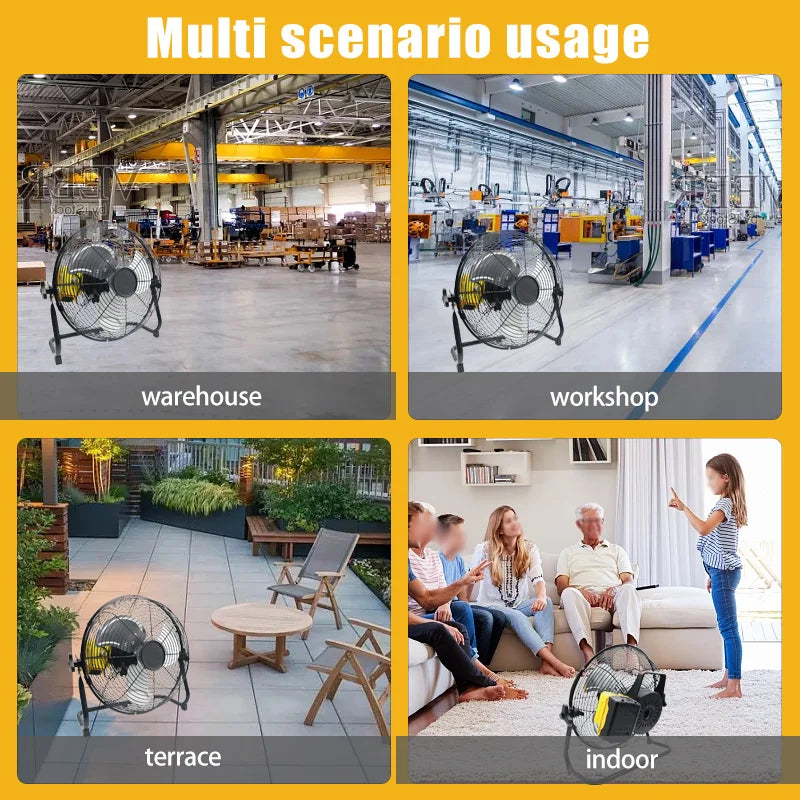 Outdoor Industrial Floor Fan – Brushless, 20V Battery Compatible (DeWalt)