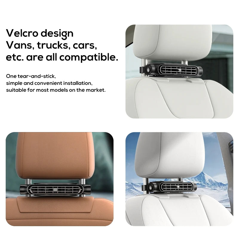 3-Speed Car Seat Fan – USB Powered Ventilation for Rear Passengers
